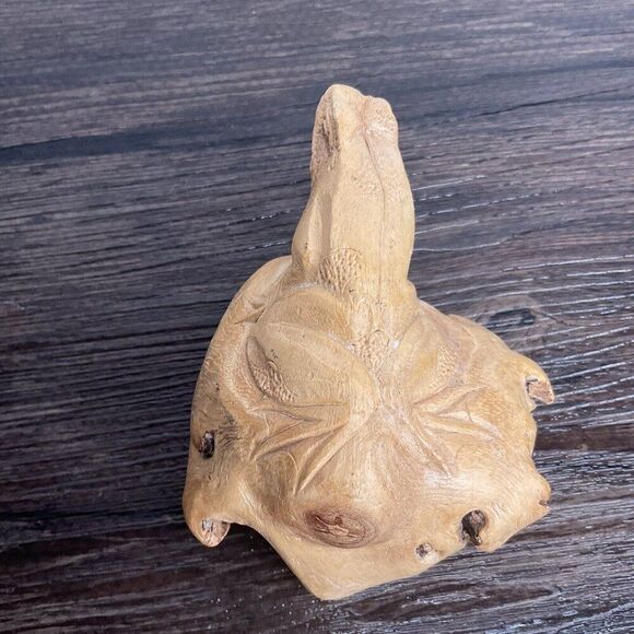 VTG Hand Carved Burl Wood Frog Unusual Indonesian Chinaberry Bali Collectible - Picture 6 of 10